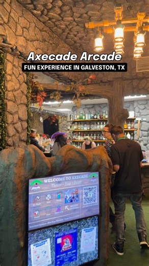 If you’re looking for something fun to do in the evening, check out Axecade 🪓🎯 It’s pretty much exactly what it sounds like: axe throwing and arcade games all in one spot. It’s tucked away on the second floor of Old Galveston Square by The Trumpet, so it feels like a bit of a hidden find once you’re up there! Similar spots in Galveston: 📍Rage Cage 📍Magic Carpet Golf 📍Game Face Galveston 📍Galveston Go Karts And Fun Center #LoveGalveston #Texas #Arcade #Bar #HiddenGem | Galveston Island
