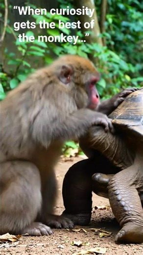 Monkey gets its hand stuck in a tortoise shell! Talk about a sticky situation 🐒🐢 #WildlifeFails
