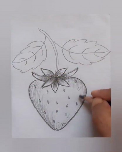 EASY Strawberry Drawing and Shading Tutorial |Step-by-Step Art Lesson from Sketch to Finish#shorts