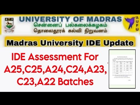 Madras University IDE June And December 2025 Exams Assessment Information 👍