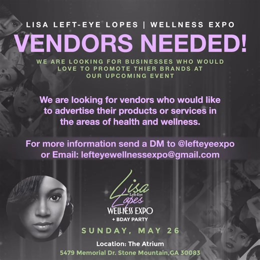 Ronald Lopes Hey everyone! This year we will be hosting our first annual Left Eye Wellness Expo and Bday party to honor my sister and her legacy! To stay updated follow @lefteyeexpo ! Hope to see you there, it’s going to be awesome! 👁🌹❤ #LisaLopes #LeftEye #EyeLegacy 🙏🏾 Reigndrop Punkie Lopes | Left Eye