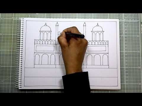 How to draw Red Fort (Drawing57) by Shipra Gupta (HolismArt)