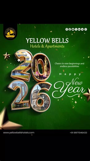 Welcoming 2026 with comfort and trusted stays in Hyderabad. Yellow Bells Hotels & Apartments offer budget hotels and fully furnished serviced apartments near Gachibowli, Kondapur, HITEC City, and the Financial District. Start the New Year with a stay that actually works. 📞 91 89770 46433 🌐 www.yellowbellshotels.com #HappyNewYear2026 #YellowBells #HotelsInHyderabad #ServicedApartmentsHyderabad #GachibowliHotels #KondapurApartments | Yellow Bells Hotels