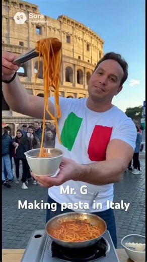 Mr G. World Tour: Making pasta in Italy in front of the Coliseum #funny #foodie #food