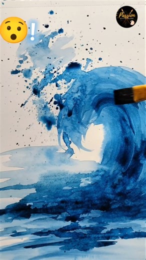 Easy big wave 🌊 drawing #watercolour#seawaves#sea#art#yt#shortfeed#shorts