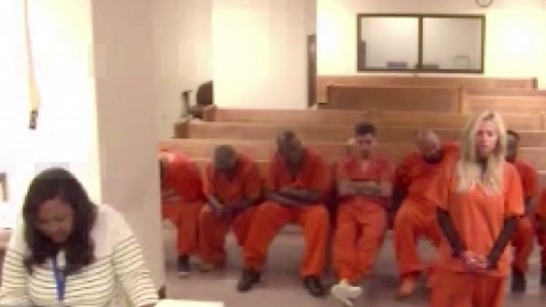 Lindy Lou Layman in court after arrest for criminal mischief