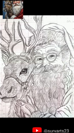 santa clause drawing with reindeer 🦌🎅 Merry Christmas 🌲#drawing #christmas #santaclaus #shorts