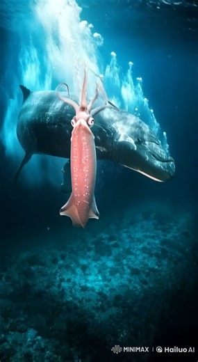 Giant squid vs sperm whale battle