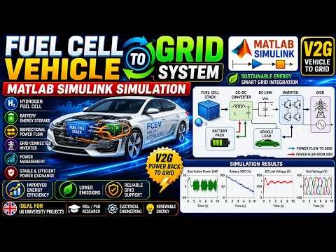 Fuel Cell Vehicle to Grid System MATLAB Simulink Simulation | FCEV V2G Power Management Model