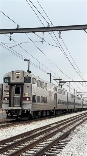 South Shore Bi-Level Set heading West at Ogden Dunes Indiana