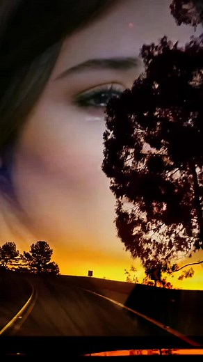 Scenic Sunset Road Trip from Vehicle Interior