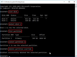 [Risolto] Comando di Diskpart Delete Partition Override non funziona