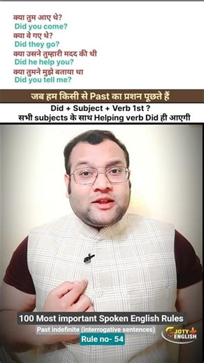 Past indefinite ( Interrogative Sentences) | 100 Most important Spoken English Rules | Rule - 54