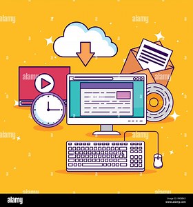 computer technology with document education and video Stock Vector Image & Art - Alamy