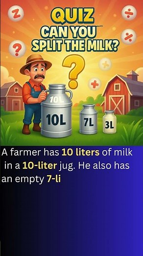 Can You Solve the 10-Liter Milk Puzzle? 🧠 Quick Math Trick & Brain Teaser in 60 Seconds!