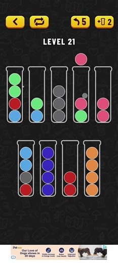 Ball sort puzzle game color puzzle level 21