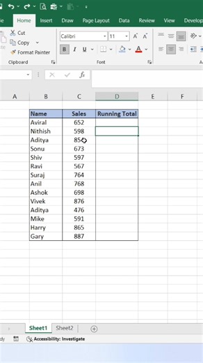 Calculate Running Total in Excel 😀 #exceltips #exceltricks #ExcelTutorial #Excel | computernotion