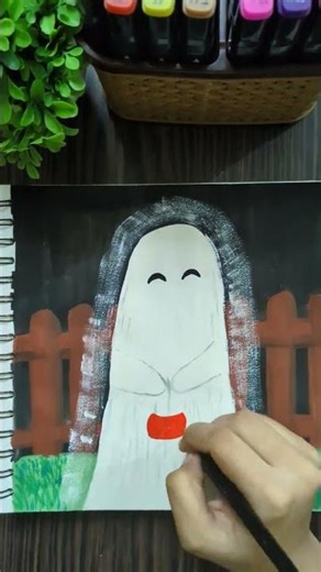 Day 19 | 31 Days of Halloween Drawing Challenge 🎃👻 | Trick or Treat Ghost | #viral #challenge