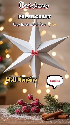 Easy DIY Decor idea with papers Christmas Special 🎄🎁 #diy #papercraft #decoration #christmas #shorts
