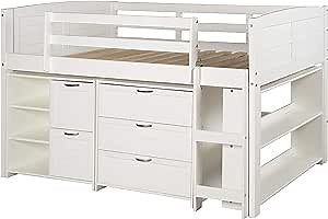 Donco Kids Louver Panel Modular Low Loft Bed in White Finish - Combo Set A