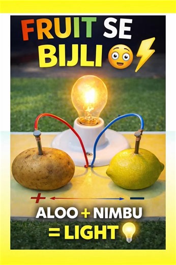 "Potato + Lemon Lighted the Bulb 😱 | Fruit Battery Experiment ⚡"