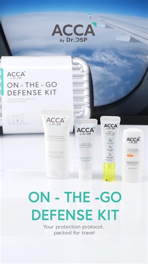 NEW! On-the-Go Defense Kit ✈️💚 เซ็ตขนาดพกพา ดูแลผิวครบทุกขั้นตอน พกไปได้ทุกที่ ดูแลผิวได้ทุกวัน... . 🤍 Sebum Control Facial Cleanser (20g) โฟมล้างหน้าคุมมัน ลดสิ่งสกปรกและการอุดตัน . 🤍 Anti Acne Gel (4g) เจลแต้มสิว ช่วยลดการอักเสบ ไม่ทำให้ผิวแห้ง แสบ ลอก . 🤍 Sensitive Barrier Cream (10g) ครีมบำรุงผิว ฟื้นฟูเกราะผิว เติมชุ่มชื้น ลดการระคายเคือง . 🤍 Soothing Sun Essence (6ml) กันแดดน้ำตบ เนื้อบางเบา ปกป้องผิว ไม่เป็นคราบขาว . #ACCA #มีAcneนึกถึงAcca #ACCAbyDrDSP #เวชสำอางผิวแพ้ง่าย #drjoe_the