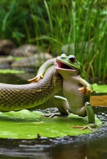 Python attacked to the frog
