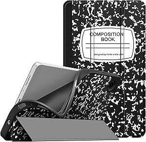 Fintie Slim Case for Samsung Galaxy Tab A9 8.7 Inch 2023 Model (SM-X110/X115/X117), Shockproof Kids Friendly Soft TPU Smart Stand Back Cover, Composition Book Black