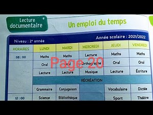 CE1 : Lecture documentaire : Un emploi du temps Page : 20 Le trésor des mots