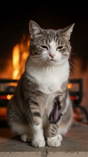 Why cats get singed but still won’t move. #animal #cat #funny