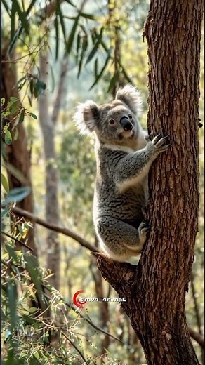 “A peaceful koala climbing through its eucalyptus home 🌿🇦🇺”