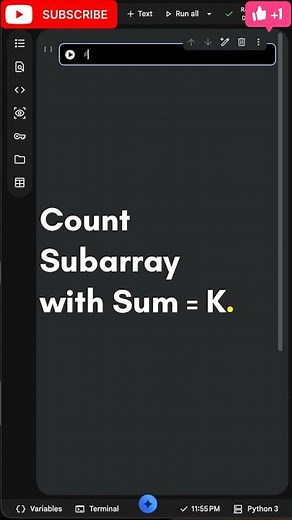 Count Subarrays with Sum = K | Prefix Sum & HashMap (O(n) Solution)