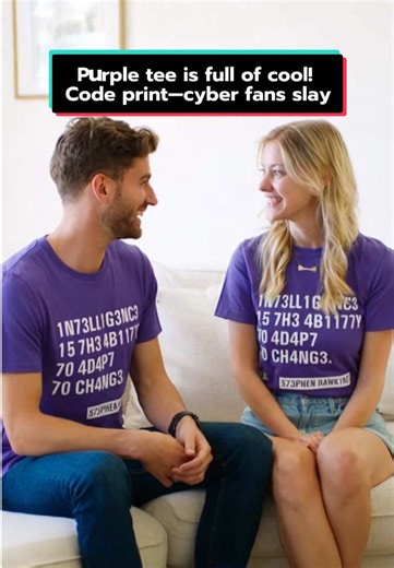 Purple tee is full of cool!code print-cyber fans slay❤️🔥#viral #lovelanguage #tiktokcouple #geeksoutfit