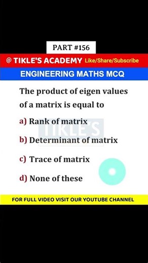 ENGINEERING MATHS MCQ 156 #shorts #engineeringmathematics #tiklesacademy