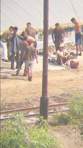 鉄道を建設する北朝鮮の兵士たち#北朝鮮 #金正恩 #northkorea #fyp