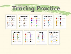 Tracing Practice - Digital Download - Teaching Aid - Printable Practice Sheets - Colored and Printer Friendly Version - Etsy UK