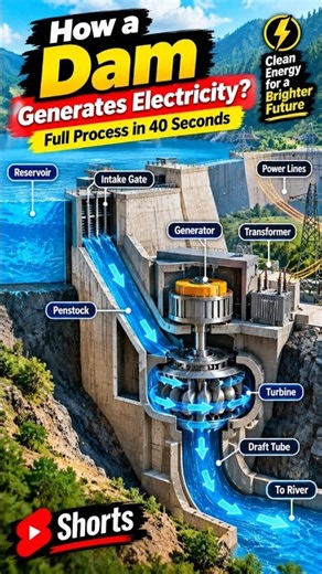 How a Dam Generates Electricity💡| Hydroelectric Power Explained#HydroelectricPower #Dam #Electricity