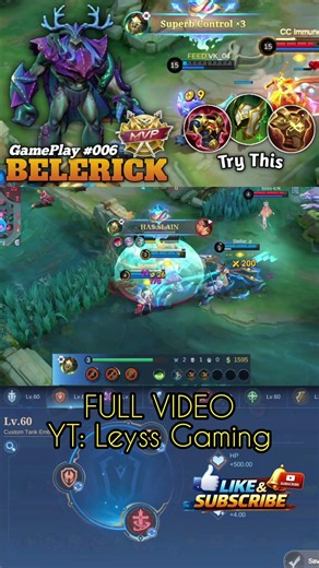 Belerick Can Actually Carry?! INSANE MVP! Best Tank Build for Easy Rank Push | MLBB#belerick #mlbb