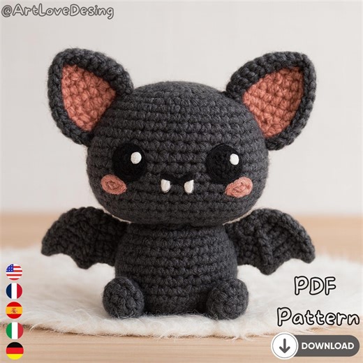 Bat Amigurumi Crochet Pattern PDF, Halloween Plush Toy Tutorial, Cute Stuffed Animal DIY, Easy Bat Plushie Pattern - Etsy New Zealand