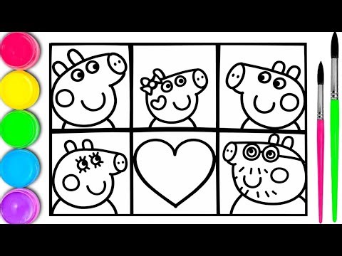 Peppa Pig Family Coloring Page 🎨 | Easy Kids Drawing & Painting