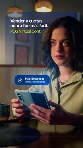 Vender también cambió.​ ​ Con POS Virtual, cobrás desde tu celular y permitís que tus clientes paguen en cuotas, sin necesidad de un POS físico ni efectivo.​ ​ Activá tu POS Virtual en la app Contimóvil. | Banco Continental