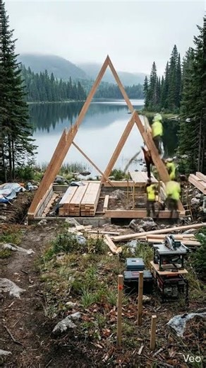Lakeside A-Frame Cabin Build | Calm Construction Timelapse