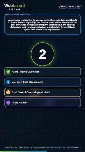 AZ-900: Cost Management, Pricing & TCO Practice Question