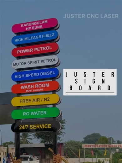 Pℝสkสsђ❥ on Instagram: "LED sign Board Works for HP Bunk in Karungulam Juster Cnc Laser 8072107950 #laser #cnc #signage #signagedesign #signagesolutions #acrylic #lettersign"
