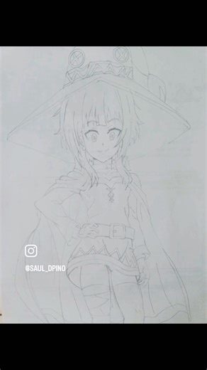 dibujando a Megumin (Konosuba) ❤️🧡 parte 1