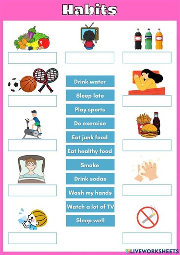 Helahty or unhealthy habits worksheet