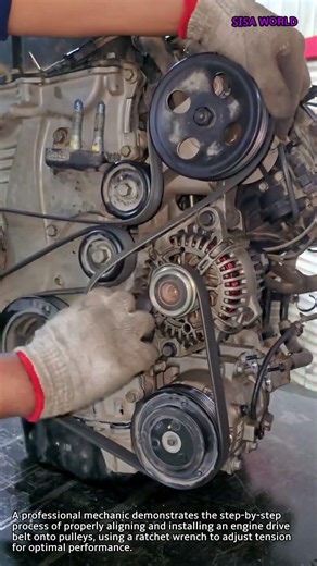Car Engine Serpentine Belt Installation Guide #worker #process #engine #mechanic #carrepair