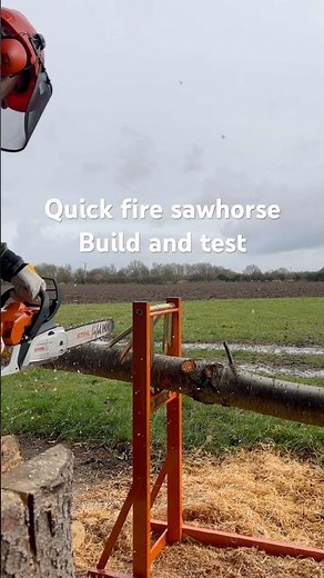 Quick fire saw horse build and test! #sawhorse #diy #assemble #fpy #chainsaw