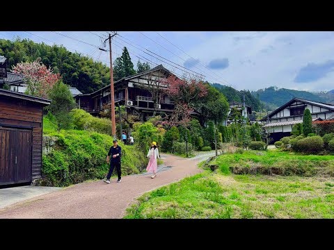 4K Walk Japan - Beautiful Scenery of Japanese Countryside Mountain Village | Walking through Nagano