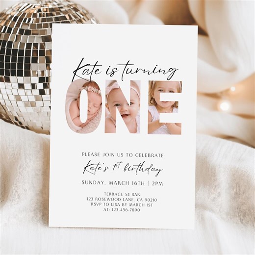 Editable First Birthday Invitation 1st Birthday Party Invite Minimalist Boho 1 St Boy Birthday Girl Birthday Instant Digital Download One - Etsy